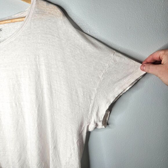 J. CREW 100% Linen Tee Short Sleeve 3X Boxy Cropped Relaxed Fit BY412 White - Picture 2 of 6